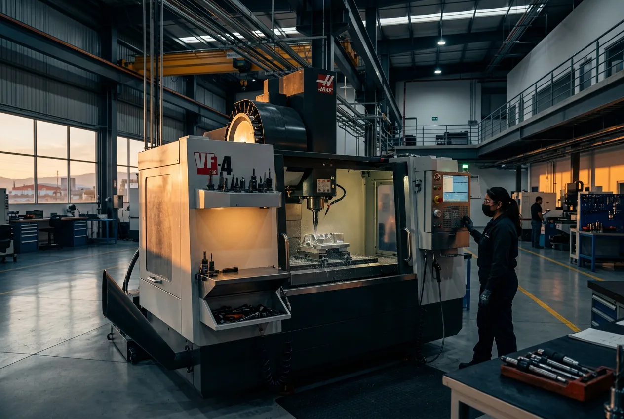 Centro de maquinado CNC en una planta industrial